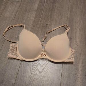 Women's DKNY Nude Tan Lace Bow Tshirt Bra 34B
